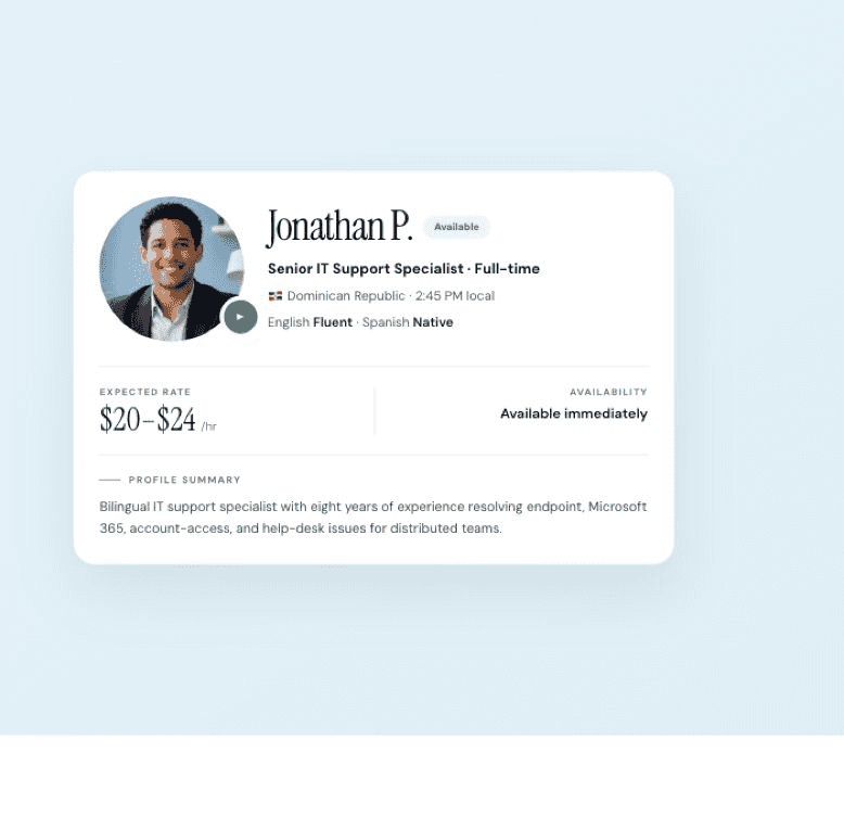 Illustrative profile walkthrough: profile, video, skills, interviews and identity verification